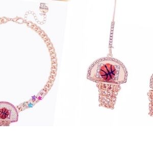 Betsey Johnson Basketball Hoop Pendant Necklace and Earring Set